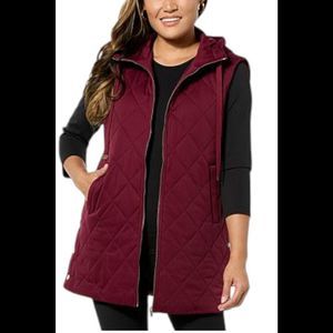 Joy Collection Women's Luxe Performance Chic Puffer Vest Red Wine - Regular
